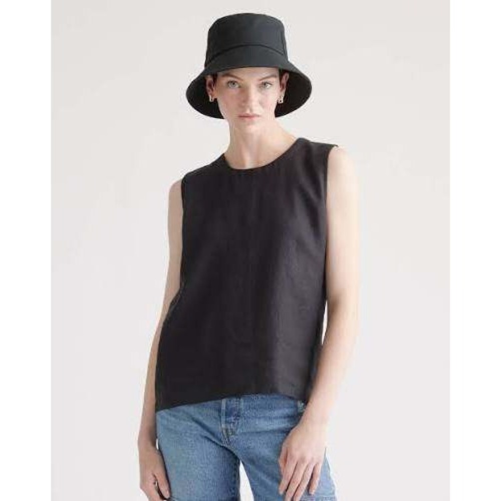 Quince 100% European Linen Tank Black Size Small
